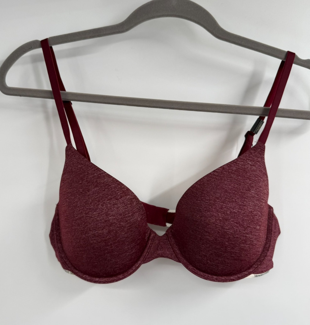 NWT Victoria's Secret Uplift Demi Bra Women 36B Burgundy T-Shirt Underwire Comfy